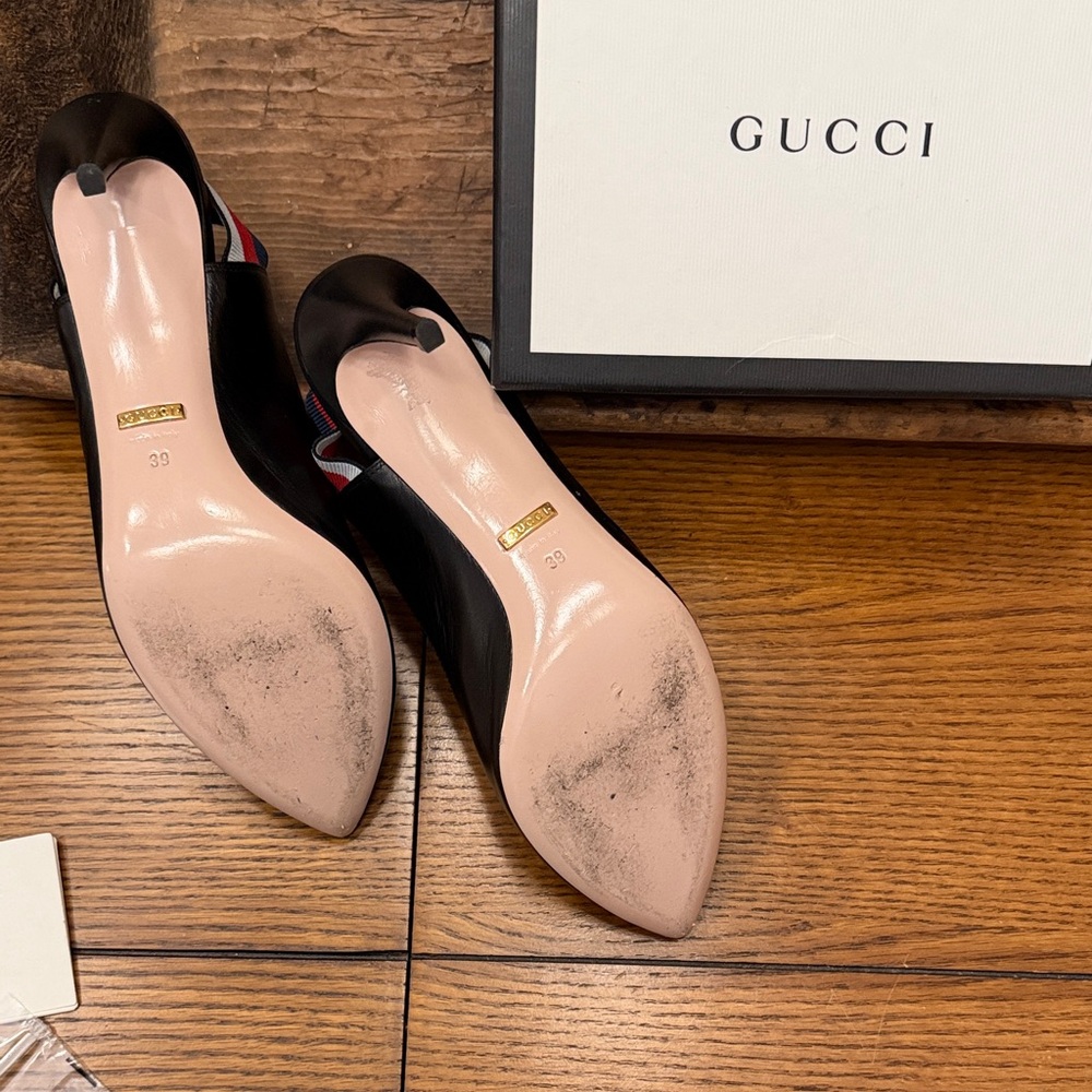 Gucci Black Sylvie Slingback Heels - Picture 8 of 11